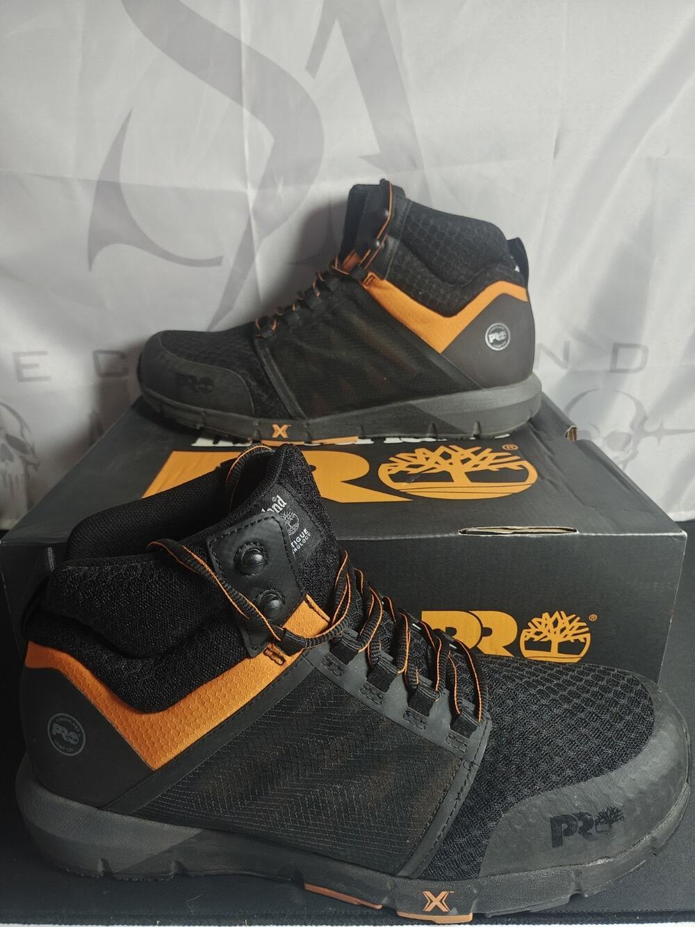 Timberland $145 Men's 13 Pro Radius Composite Toe Work Sneaker Black Orange